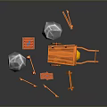 Orange Plastic Toy Set With Fences Cages Cart Transparent Covers And Yellow Granules