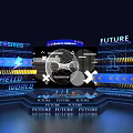 Future Tech Design Interface Featuring Hello World Logo Picture And Title 3d model