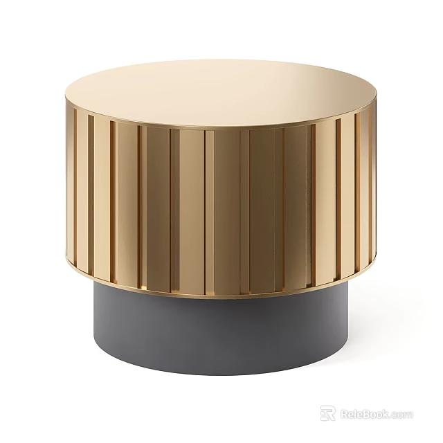 Golden Coffee Table With Vertical Stripes And Black Base Modern Design 3d model