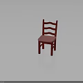 Stylish Red Wooden Chair With Wavy Backrest And Pink Seat Cushion