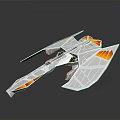 Futuristic White Spacecraft With Aerodynamic Structure And Orange Accents For Cosmic Exploration
