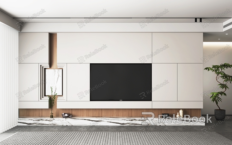 Modern TV Background Wall TV Wall TV TV Cabinet Vase Recliner Decorations model