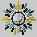 Modern Decorative Clock With Black Blue Gold Stripes And Metal Hands Numbers