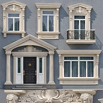 European-style windows Villa windows and gates 3d model