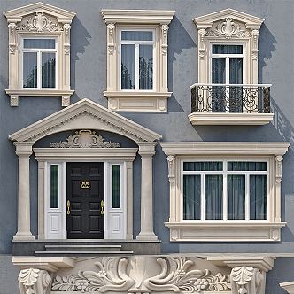 European-style windows Villa windows and gates 3d model