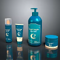 Luna Night Skincare Products With Blue Packaging Moon And Star Logo Bottle Tube Jar