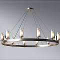 Modern Circular Chandelier With Metal Frame Glass Shades And Warm Light For Interior Decor