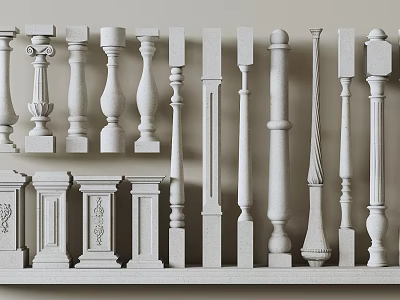 Variety Of Decorative Baluster Designs And Styles 3d model