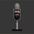 Vintage Microphone With Classic Metal Mesh Grille And Adjustable Stand Base