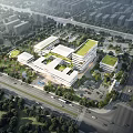 Modern Architectural Complex With Green Roofs And Urban Surrounding Landscape
