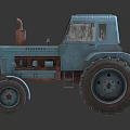 Old Blue Vintage Tractor With Large Wheels Classic Design And Retro Appearance