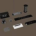 Modern embedded multi-function socket desktop socket flip patch cord board 3d model
