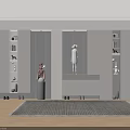 Modern Shoe Cabinet Interior Design With White Gray Finish Mannequin And Decorative Lighting