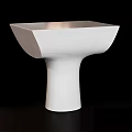 Sleek White Modern Side Table With Square Top And Pedestal Base Design 3d model