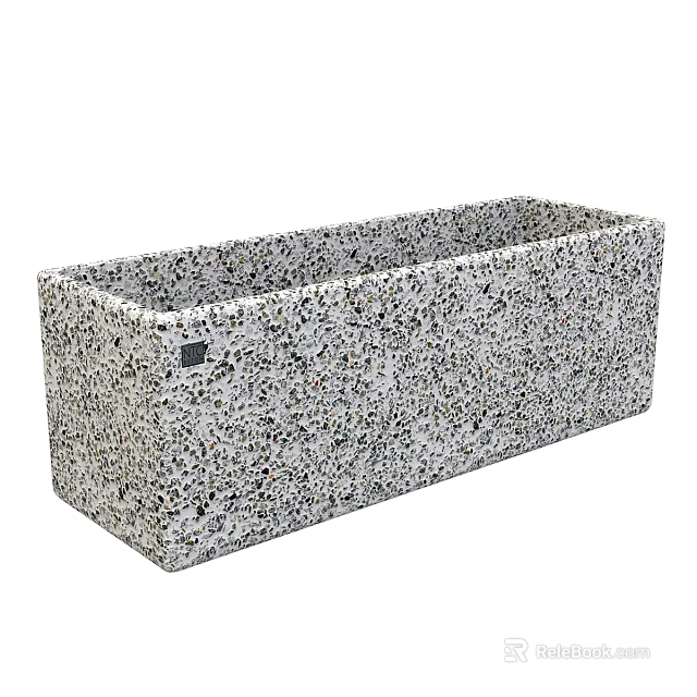 Modern Rectangular Gray Terrazzo Washbasin With Speckled Texture Design 3d model 