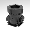 Black Industrial Equipment Mechanical Component With Circular Structure And Mounting Bracket 3d model