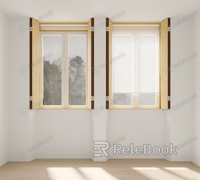 window casement window folding window roller shutter curtain solid wood window model