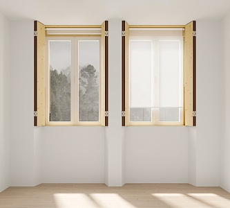 window casement window folding window roller shutter curtain solid wood window 3d model