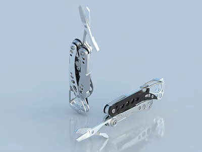 Shiny Silver Jewelry Artifact With Intricate Metallic Components And Light Blue Background Shine 3d model