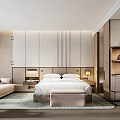 Modern Hotel Room Interior With King Size Bed Floor To Ceiling Window And Seating Area