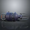 Purple Crab Model With Chains And Metallic Claws On Reflective Surface 3d model