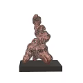 Unique Copper Landscape Sculpture With Grid Pattern Dots And Black Base
