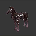Modern Geometric Horse Sculpture With Brown Metal Body And White Accents