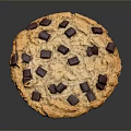 Freshly Baked Chocolate Chip Cookie With Chocolate Chunks On Dark Surface And Reflection 3d model