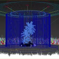 Modern Garden Ornament Transparent Glass Structure with Green Plant and Surrounding Trees