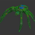 Decorative Spider With Blue Red Patterns And Black Legs Featuring Red Spots