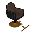 Brown Leather Leisure Chair With Black Armrests Golden Swivel Base And Footrest