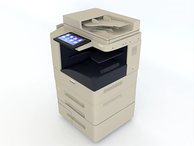 Modern Beige Multifunction Office Printer With Touchscreen Display And Print Copy Scan Features 3d model