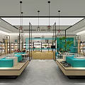Modern Retail Store Interior With Yellow Sofas Round Coffee Table And Green Plants