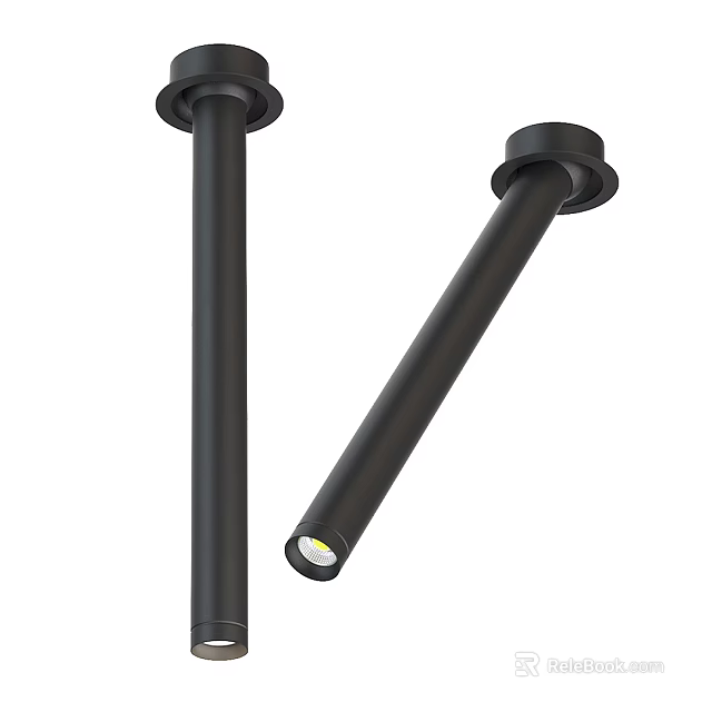 Modern Black Cylindrical Ceiling Light with Bright LED Illumination and Sleek Design 3d model 