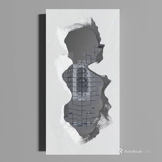 Abstract Mirror With Hollow Human Figure And Grid Pattern Background Design 3d model
