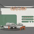 Elegant Beauty Salon Interior Design With Green Walls Comfortable Sofa Chandelier And Decorative Plants