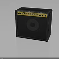 Black Electric Guitar Amplifier With Yellow Control Panel And Knobs Handle
