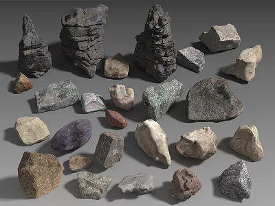 Natural Stone And Wood Materials Collection With Diverse Shapes And Textures 3d model