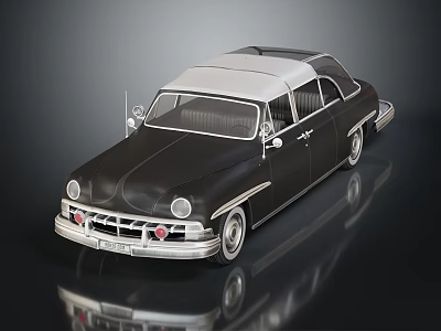 Vintage Classic Car With Black Body White Roof Chrome Accents Retro Design 3d model