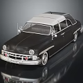 Vintage Classic Car With Black Body White Roof Chrome Accents Retro Design