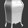 Elegant White Chest of Drawers With Carved Details Gold Handles And Curved Legs