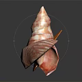 Marine Shellfish Animals Colorful Seashells in Pink Orange Striped Shapes on Black Background
