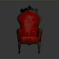 Elegant Red Sofa Stool With Wooden Carved Frame And Quilted Seat
