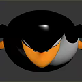 Realistic 3D Flying Animal Penguin with Black White Plumage and Orange Beak Feet