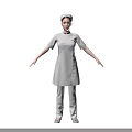 Woman In Professional Nurse Uniform With Cap Standing In Neutral Pose