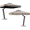 Outdoor Retractable Awning With Patterned Canopy Sturdy Metal Frame And Square Base 3d model