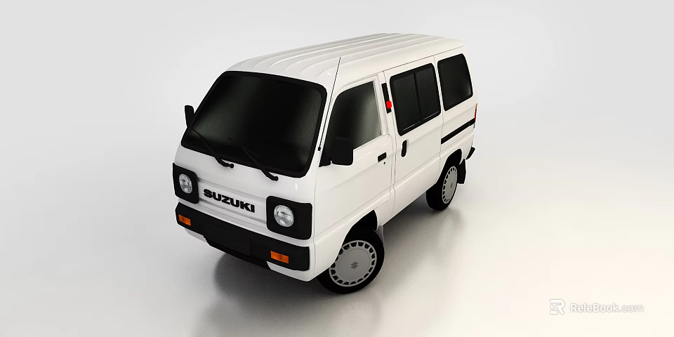 White Suzuki Compact Minivan Exterior Design With Black Windows And Front View 3d model
