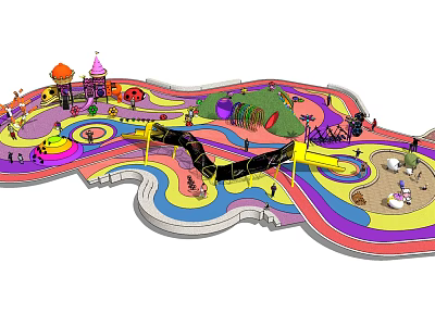 Fun Colorful Children's Playground With Slides Climbing Frames Sandpit And Castle Structures 3d model