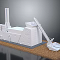 Industrial Factory Model With Chimney Stairs Pipes And Structural Design