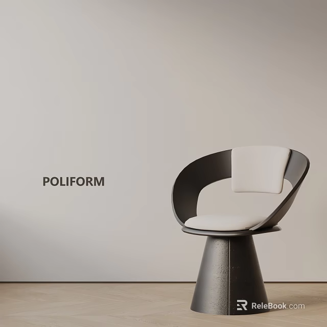 POLIFORM Elegant Modern Dining Chair With Black Frame And White Seat 3d model 